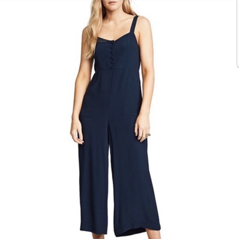 Madewell Button Front Crepe Jumpsuit in Navy